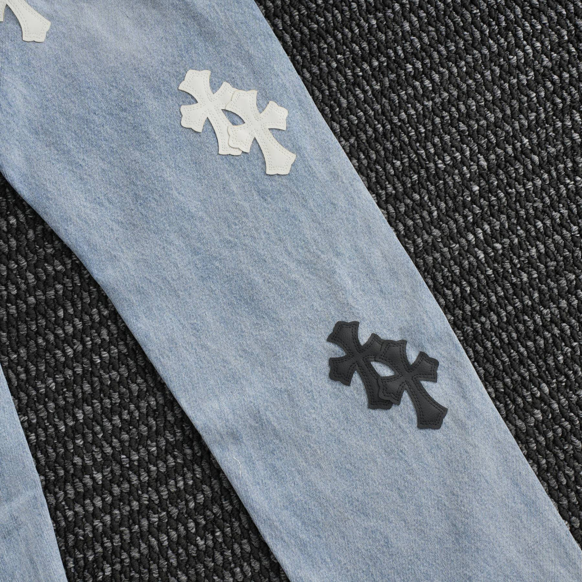 Chrome Hearts Light Blue Cross Patch Jeans